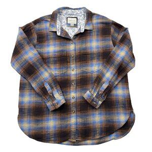 American Eagle Womens SM Plaid Flannel Shirt Boyfriend Grunge Cabincore Western